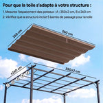 Toile de toit pour pergola tonnelle rétractable de 4 x 3 m - toile uniquement 350 x 260 cm café