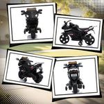 Moto électrique enfants, moto à batterie 6 V avec effets lumineux et sonores, roues d'entraînement, 75x36x49cm, noir