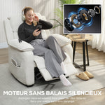 Fauteuil relax électrique fauteuil inclinable port USB repose-pieds poches latérales télécommande 86x90x103cm beige