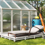 Bain de soleil, chaise longue en résine tressée avec dossier réglable, roulettes, coussin et accoudoirs, marron et beige