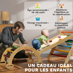 5 en 1 Triangle arche d'escalade enfants avec rampe d'escalade réversible toboggan bascule multicolore