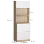 Buffet de cuisine armoire de cuisine multi-rangements 2 tiroirs 1 placard + grand plateau 60 x 38 x 168 cm MDF blanc