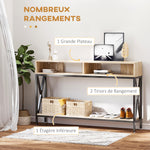 Table Console Table d'Entrée Industriel Multi-rangements 120 x 23,5 x 75 cm Bois Chêne