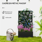 Jardinière avec brise-vue paravent treillis pour Plante Grimpante, bac à Fleurs - dim. 61L x 23l x 113H cm