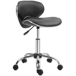Tabouret à roulettes tabouret de travail avec hauteur réglable 44-56 cm et dossier, pivotant 360°, noir