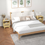 Lot de 2 tables de chevet  table de nuit avec tiroir porte cannage et niche vintage 45 x 39 x 56,5 cm