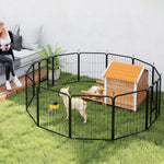 Parc pour chien, enclos chien 12 panneaux modulable et pliable, portable en acier avec porte 68 x 80 noir