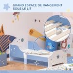 Lit pour enfants de 3 à 6 ans design étoiles sommier à lattes inclus chambre moderne 143 x 74 x 59 cm bleu blanc