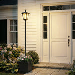 Lampadaire solaire extérieur avec jardinière, lampadaire sur pied étanche, hauteur 160cm, pour jardin, cour, allée, noir
