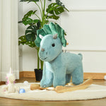 Jouet à Bascule Dinosaure Effet sonore Rugissement Bois peuplier Peluche Courte Polyester Vert d'eau
