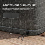 Housse salon de jardin extérieure bâche de protection extérieure anti-UV  en polyéthylène 235 x 190 x 90 cm gris