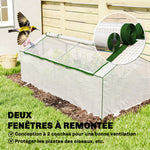 Mini Serre de Jardin à Toit Pointu, Fenêtre avec Moustiquaire Intégrée, Métal Thermolaqué, 180 x 90 x 70 cm, Blanc