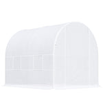 Serre de Jardin Tunnel Surface Sol 5 m² 2,5L x 2l x 2H m châssis Tubulaire renforcé 18 mm 4 fenêtres Blanc