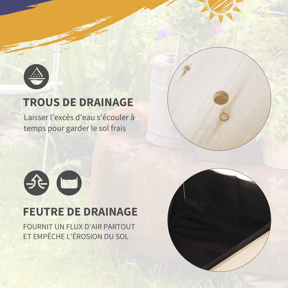 Jardinière sur Pied - Potager sur roulettes - étagère, Tablette Rabattable, Inserts d'irrigation, Feutre de Drainage