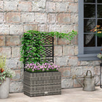 Jardinière pour plantes avec treillis 2 bacs à plante 22L en résine tressée et acier galvanisé 57 x 30 x 107 cm gris