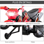Moto Cross électrique Enfant 3 à 6 Ans 6 V phares klaxon musiques 102 x 58 x 66 cm Rouge et Noir