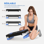 Stepper Fitness Aerobica - .fr x FFHandball - altezza regolabile superficie antiscivolo 80 x 31 x 20 cm nero blu