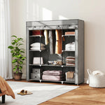 Armoire de rangement penderie en tissu pliable avec barre de suspension et étagères, 150 x 43 x 162,5 cm, gris clair