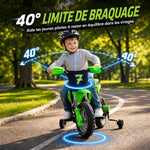 Elektro-Motorrad für Kinder 12 V, Höchstgeschwindigkeit 3 km/h, Lithium-Batterie, Doppelmotor, Hinterradfederung, Grün
