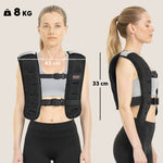 Gilet lesté 8 kg veste lestée respirant avec sangles réglables et bandes réfléchissantes en sable de fer 43 x 33 cm noir