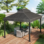 Toile de rechange pour pavillon toile de tonnelle 4 x 3 m, double toit avec trous de drainage, polyester 370 g/m², gris