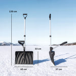 Pelle à Neige Aluminium Portable avec Poignée d'Assistance en D, Lame Large de 45 cm, Manche Amovible, Noir