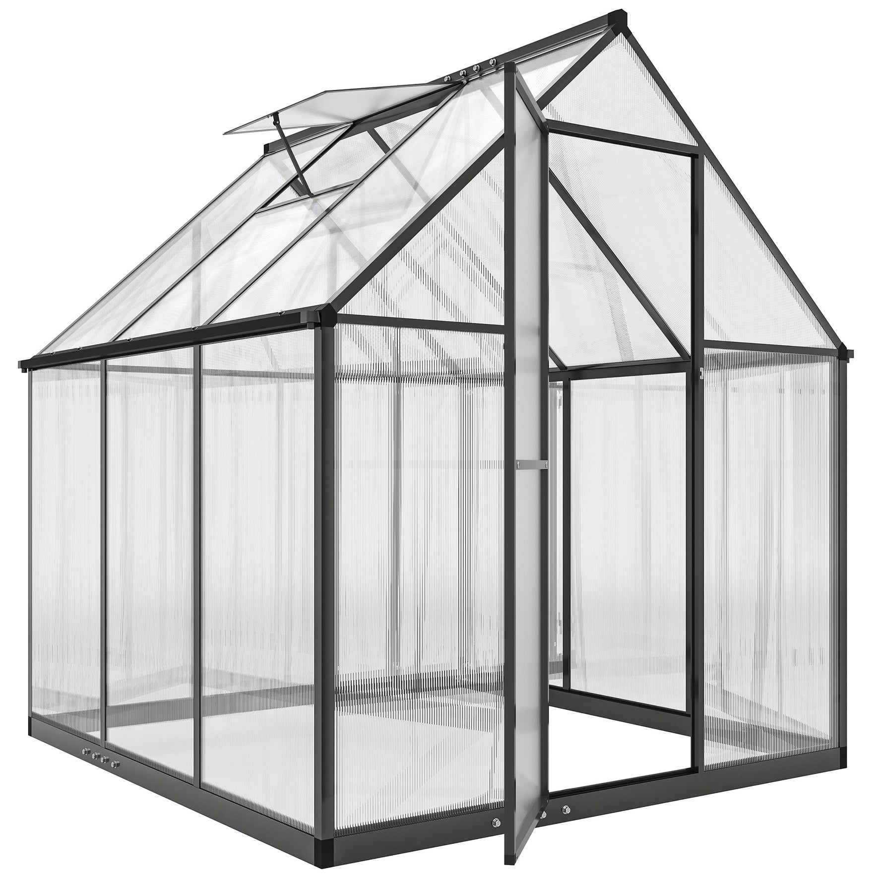 Serre de Jardin en Aluminium Polycarbonate, Montage Rapide, Fenêtre Réglable, Porte Battante, 178x168x195cm, Transparent