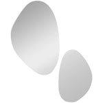 Lot de 2 miroirs muraux, miroirs décoratifs irréguliers en forme de galet, cadre en métal, 70 x 46 cm/49,5 x 31 cm, noir