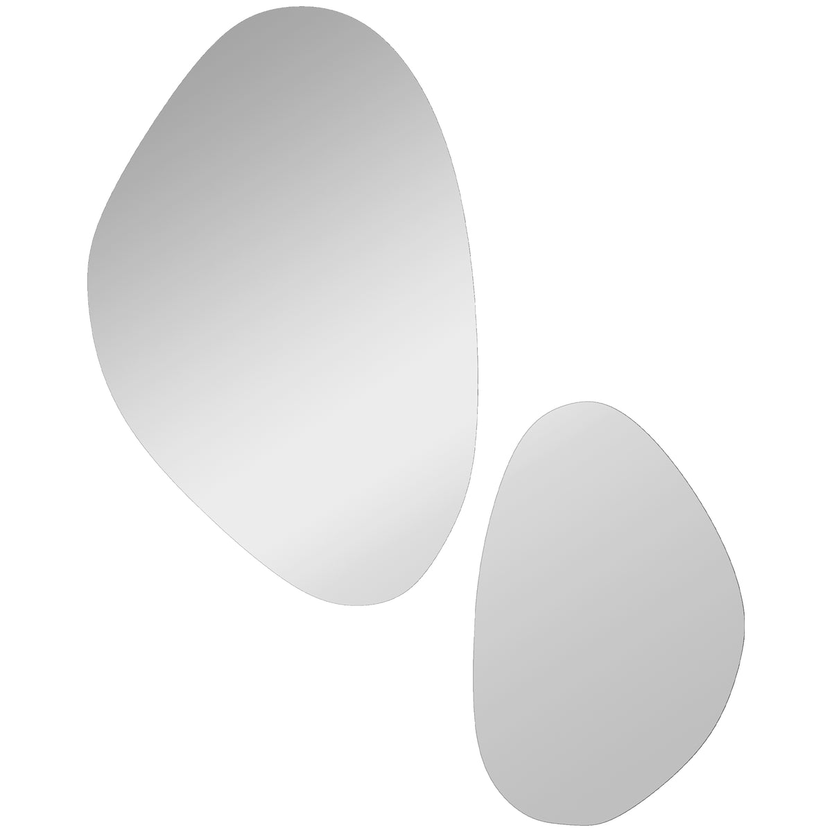 Lot de 2 miroirs muraux, miroirs décoratifs irréguliers en forme de galet, cadre en métal, 70 x 46 cm/49,5 x 31 cm, noir