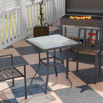 Table carrée Bistro de Jardin dim. 68L x 68l x 84H cm métal époxy Gris Plateau Verre trempé granité