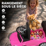 Porteur Enfants 3 en 1 Mercedes-Benz sous Licence, Garde-Corps, Espace de Rangement, Klaxon, 83x40x90cm, Rose
