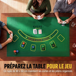Poker-Koffer 500 Jetons 5 Werte, 2 Kartendecks, Spielmatte, Dealer-Button, Blind, Alu, 31x17x11,5 cm, Schwarz