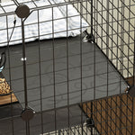Gabbia per gatti da interno Recinto per gatti modulabile 3 porte Amaca Scaletta per piccoli animali domestici 70x70x105cm Nero