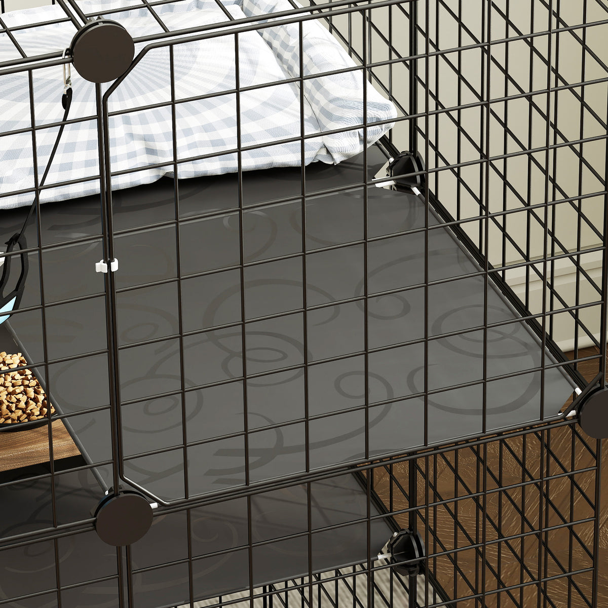 Gabbia per gatti da interno Recinto per gatti modulabile 3 porte Amaca Scaletta per piccoli animali domestici 70x70x105cm Nero