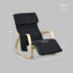 Fauteuil relax à bascule fauteuil allaitement avec repose-pieds réglable, poche latérale et appui-tête, noir