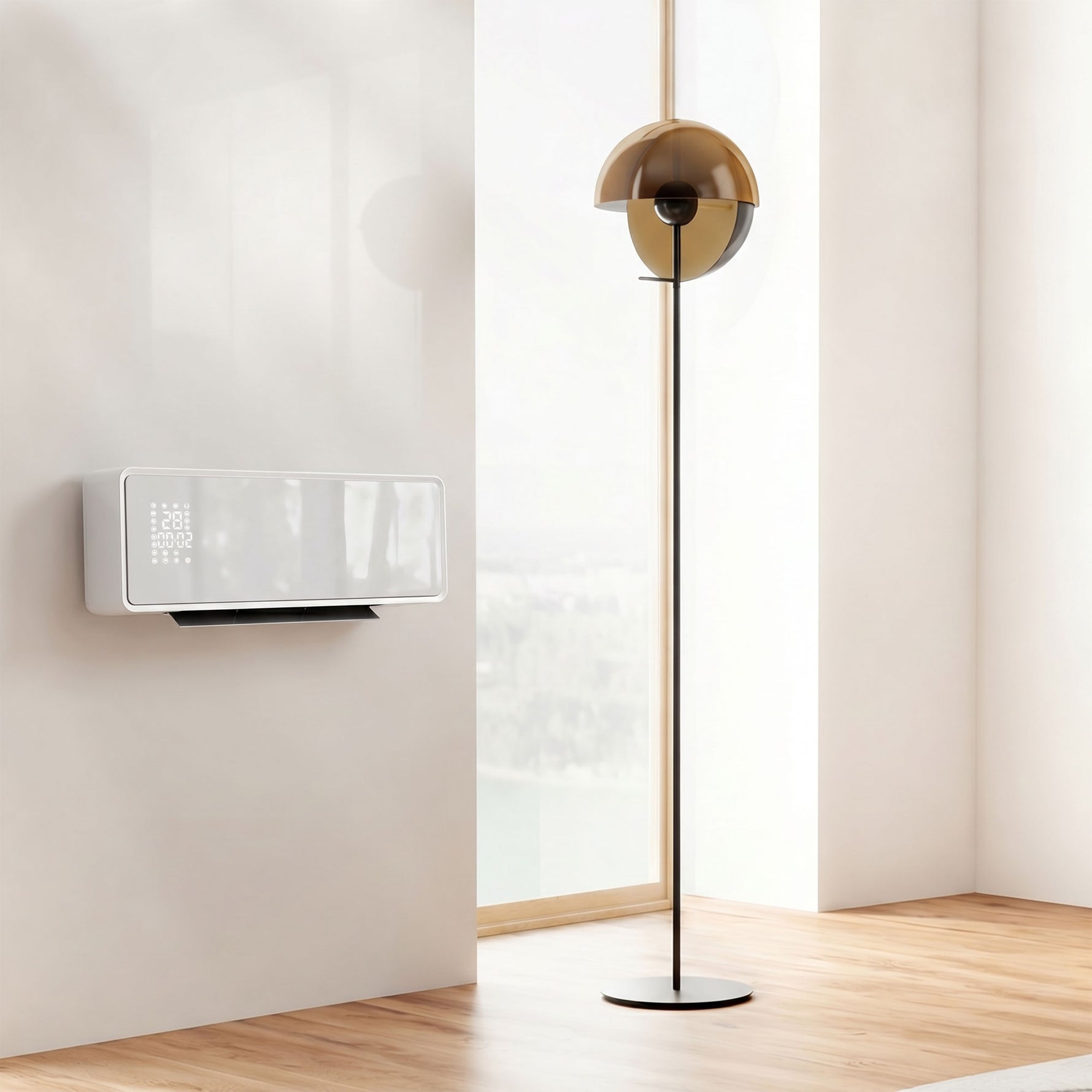Chauffage mural en céramique 1000/2000W, radiateur électrique, ventilateur, thermostat, minuterie, 54x18,7x12,3cm, blanc