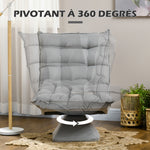 Fauteuil de sol paresseux fauteuil relax fauteuil salon design capitonné inclinaison dossier réglable pivotant 360°