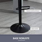 Lot de 2 tabourets de bar design contemporain avec repose-pieds hauteur réglable et pivotant gris