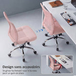 Chaise de bureau ergonomique hauteur réglable piètement chromé pivotant 360° revêtement maille rose