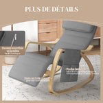 Fauteuil relax à bascule fauteuil allaitement avec repose-pieds réglable, poche latérale et appui-tête, gris