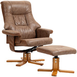Fauteuil relax inclinable 135° pivotant 360° avec repose-pieds revêtement microfibre marron