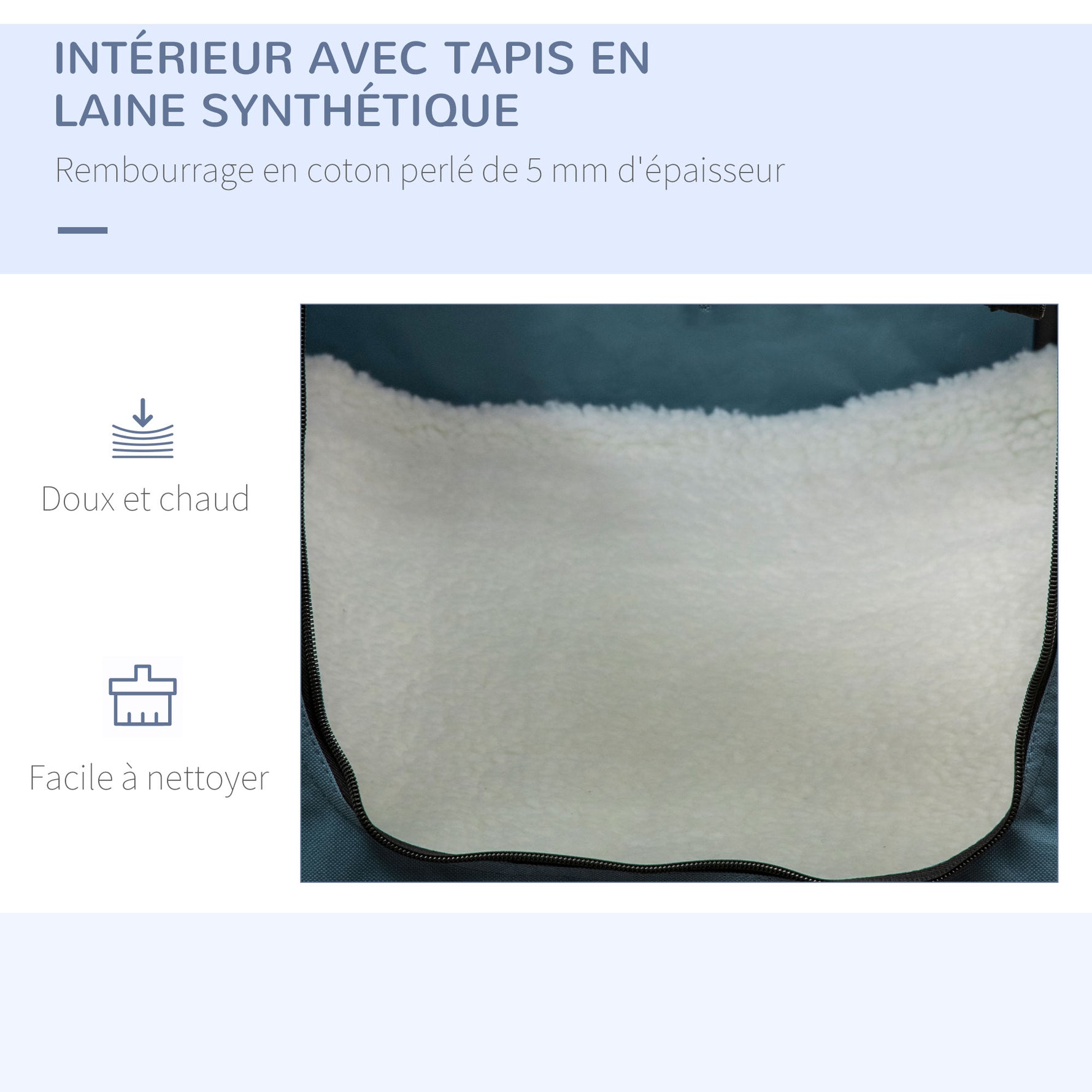 Sac de transport pliable pour animaux de compagnie avec poignée tissu en maille 69 x 51 x 51 cm bleu noir