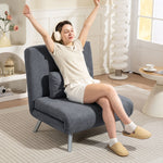 Poltrona letto singola, poltrona convertibile 3 in 1 con schienale regolabile, cuscino, seduta ampia, grigio scuro