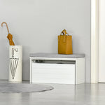 Banc de Rangement avec Coussin Gris - Meuble à Chaussures - Banc à Chaussures avec Grand tiroir Double Compartiment - MDF Blanc