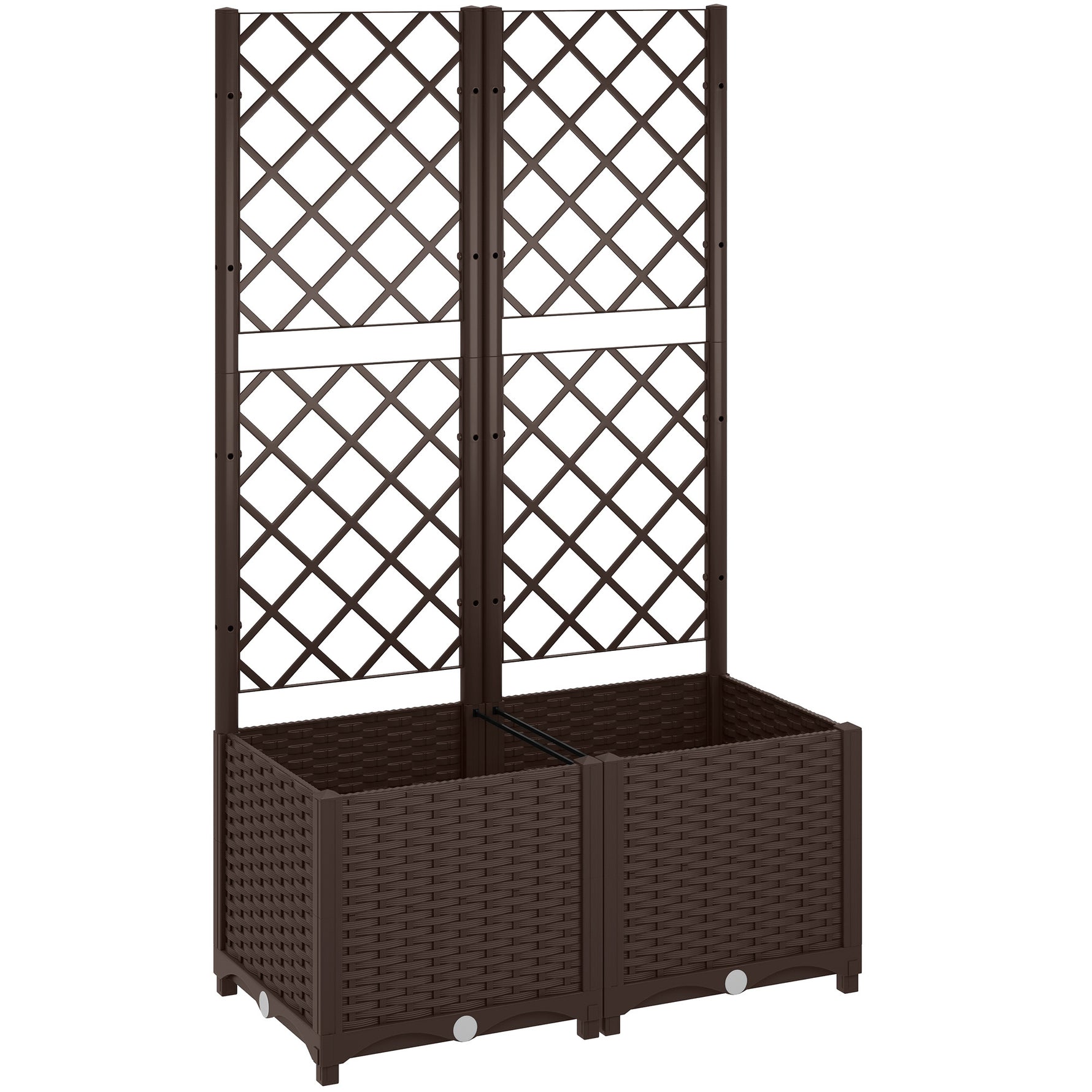 Jardinière avec treillis lit surélevé de jardin jardinière extérieure avec 6 trous de drainage 80 x 40 x 135 cm marron