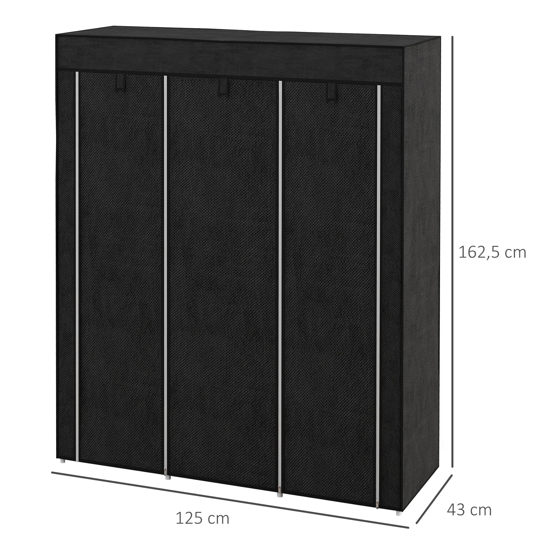 Armoire penderie multi-rangement - 8 étagères, 2 barres - non tissé noir