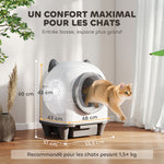 Bac à litière pour chat autonettoyant 80L, bac à litière automatique contrôle app, anti-pinch, 55,5 x 51 x 60 cm, blanc