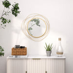 Miroir rond en métal filaire doré, décoration style moderne, diamètre Φ65 cm