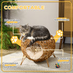 Niche pour chat lit pour chat panier chat maison de chat en rotin coussin épais Ø 40 x 32 cm marron clair