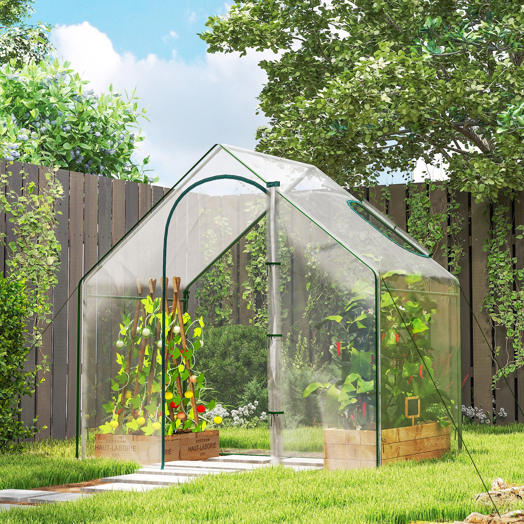 Serre de Jardin Balcon terrasse Serre pour tomates 1,8L x 1l x 1,68H m Acier plastique imperméable Transparent Vert